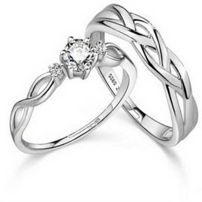 VIANSH Stainless Steel Cubic Zirconia, Zircon Platinum, Rhodium, Titanium, Sterling Silver Plated Ring Set