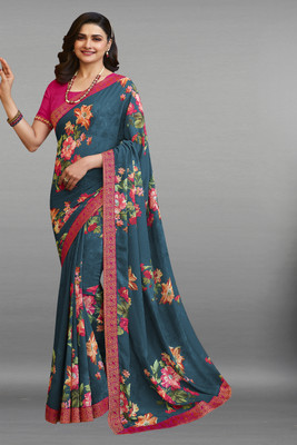 peer store Floral Print Daily Wear Georgette, Chiffon Saree(Multicolor)