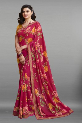 BLEESBURY Printed Daily Wear Chiffon Saree(Red)