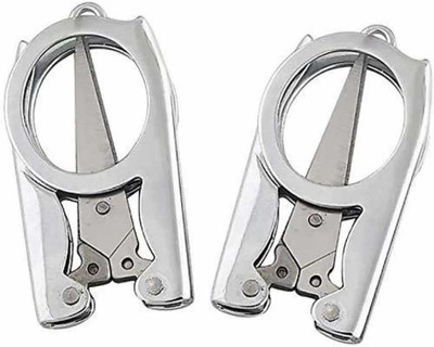 Fascinating Folding Scissors Compact Pocket Stainless Steel Small Travel 2 Pack Craft Project Scissors Kits Scissors(Set of 2, Silver)
