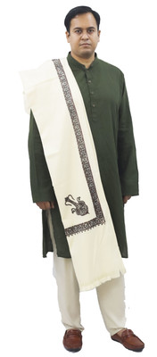 Sprha Wool Printed Men, Women Shawl(White)