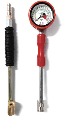 SEAHORSE POLYMERS Analog Tire Pressure Gauge Air Pressure Rod Gauge(200 PSI) With Air Pump Nozzle Inflatable Dual Head Chuck Valve Tool(200 PSI)