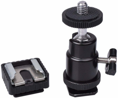 MILLETS Branded Camera Tripod LED Light Flash Bracket Camera Holder Mount 1/4 Hot Shoe Adapter Cradle Ball Head (with Cold Shoe) Tripod Ball Head(Black, Supports Up to 900 g)