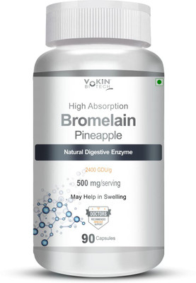 Vokin Biotech Bromelain Pineapple Natural Digestive Enzyme | Help in Swelling(90 Capsules)