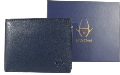 HideChief Men Casual Blue Genuine Leather Wallet(6 Card Slots)