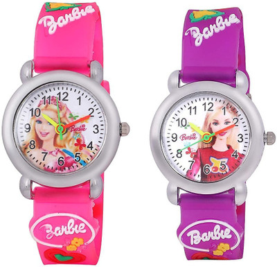 Style Freak Pink & Purple Strap White dial Analog Wrist Watch Set of - 2 Analog Watch  - For Girls
