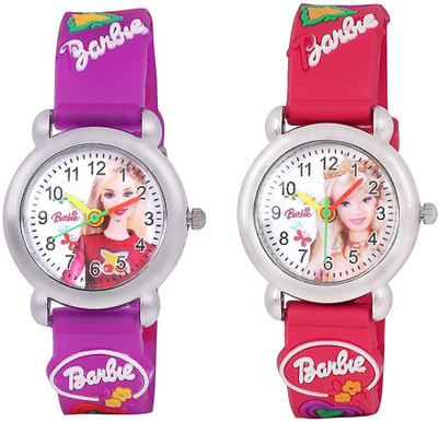 Style Freak Purple & Red Strap White dial Analog Wrist Watch Set of - 2 Analog Watch  - For Girls