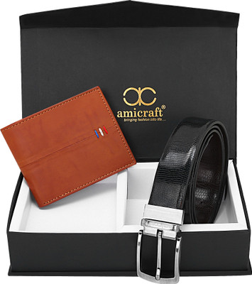 Amicraft Wallet & Belt Combo(Brown)