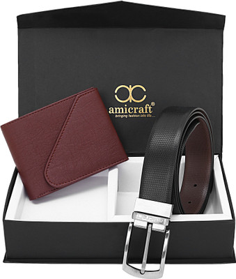 Amicraft Wallet & Belt Combo(Maroon)
