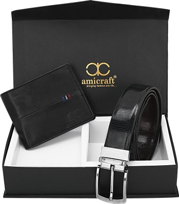 Amicraft Wallet & Belt Combo(Black)