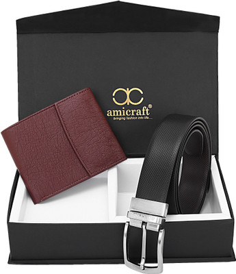 Amicraft Wallet & Belt Combo(Maroon)