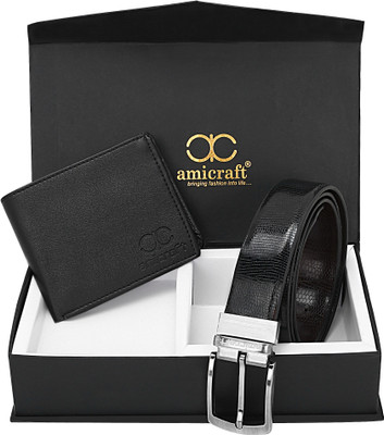 Amicraft Wallet & Belt Combo(Black)