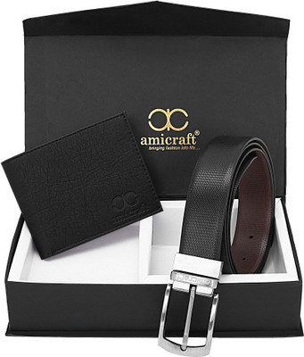 Amicraft Wallet & Belt Combo(Black)