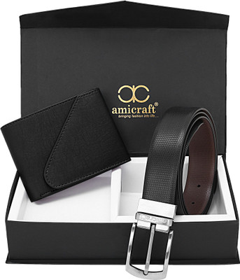 Amicraft Wallet & Belt Combo(Black)