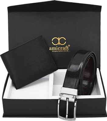 Amicraft Wallet & Belt Combo(Black)