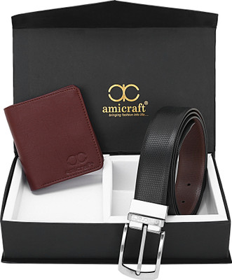 Amicraft Wallet & Belt Combo(Maroon)
