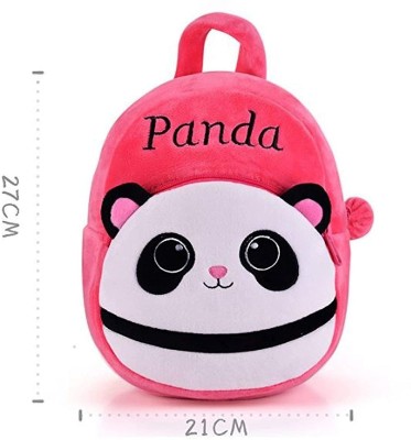 SMARTTRENDY Cute Pink Panda Soft Plush Fabric School Bag Cartoon Character for Baby Boys and Girls Kids pack of 1pc Backpack(Pink, 12 L)