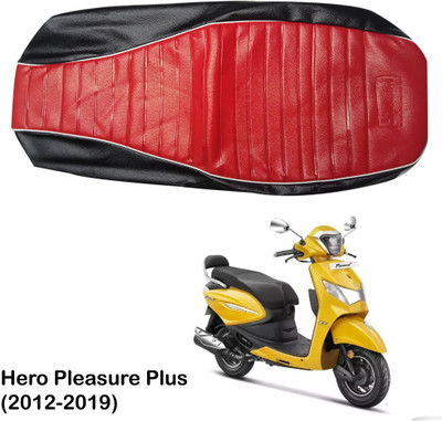 AXWee Scooty/Scooter Leather Seat Cover for Hero Pleasure Plus Red/Black Single Bike Seat Cover For Hero Pleasure Plus