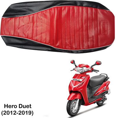 AXWee Scooty/Scooter Leather Seat Cover for Hero Duet Red/Black Single Bike Seat Cover For Hero Duet