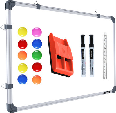 GOSHU Magnetic Magnetic Melamine 1.5X2 ft. Whiteboard Excellent Erasibility with No Ghost-marks, High Scratch-resistance and Maximum Readability with Minimum Glare Along with 8 Magnets, 2 Marker , 1 30cm Scale and 1 Magnetic Duster (One Sided Use Only) Whiteboards and Duster Combos (White) White boa GOSHU Magnetic Magnetic Melamine 1.5X2 ft. Whiteboard Excellent Erasibility with No Ghost-marks, High Scratch-resistance and Maximum Readability with Minimum Glare Along with 8 Magnets, 2 Marker , 1 30cm Scale and 1 Magnetic Duster (One Sided Use Only) Whiteboards and Duster Combos (White) White boa