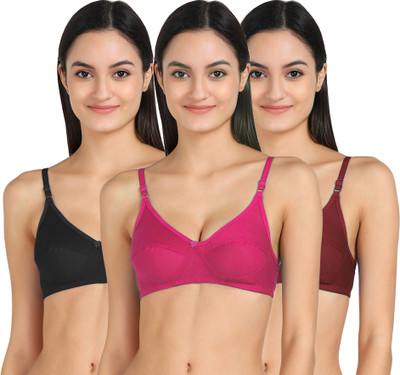 PIBU RCUP-BRA Women T-Shirt Non Padded Bra(Black, Pink, Maroon)