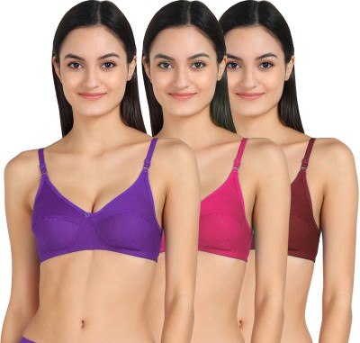 Cup's-In RCUP-BRA Women T-Shirt Non Padded Bra(Purple, Pink, Maroon)