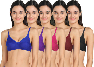 PIBU RCUP-BRA Women Full Coverage Non Padded Bra(Blue, Purple, Pink, Maroon, Black)