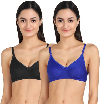 PIBU Women T-Shirt Non Padded Bra(Black, Blue)