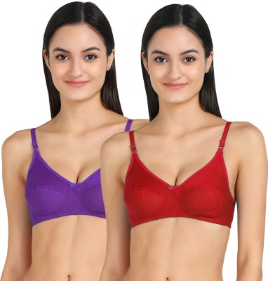 Beach Curve RCUP-BRA Women T-Shirt Non Padded Bra(Purple, Red)