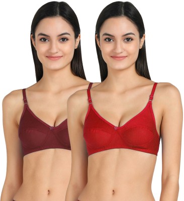 Beach Curve Women T-Shirt Non Padded Bra(Maroon, Red)