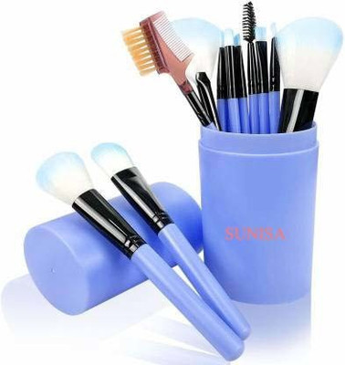 sunisa Soft Makeup Brush Set with Blue Colored Storage Box Blue(Pack of 12)