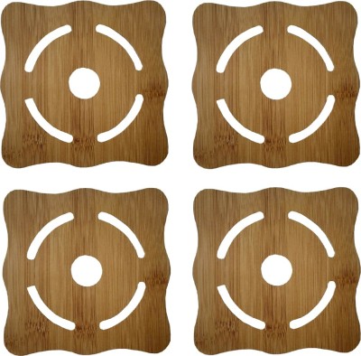 Gift Corner Square Bamboo Coaster Set(Pack of 4)