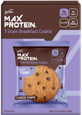 RiteBite Max No Maida Choco Chips Cookie Cookies Biscuit(6 x 55 g)
