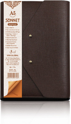 Viva Global SONNET For Office and personal A5 Notebook Ruled Lines 200 Pages(Brown)