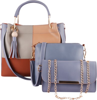 Carly Fashion Women Blue Handbag(Pack of: 3)