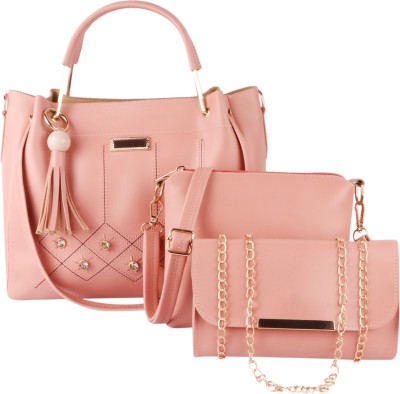 Carly Fashions Women Pink Handbag(Pack of: 3)