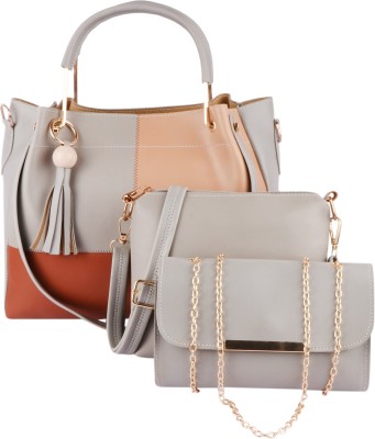 Carly Fashion Women Grey Handbag(Pack of: 3)
