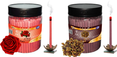 Shankh Rose & Guggal Dhoop Stick (Incense Stick) Pack of 400 gram (200 + 200) Fragrances Rose, Guggal(200 g, Set of 2)