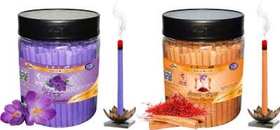 Shankh Kesar Chandan & Lavender Dhoop Stick (Incense Stick) Pack of 400 gram (200 + 200) Fragrances Kesar Chandan, Lavender(200 g, Set of 2)