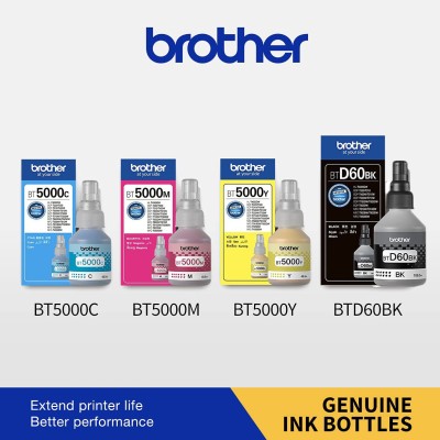 brother BTD60BK With BT5000C , BT5000M, BT5000Y for Brother Ink-tank Printers Black + Tri Color Combo Pack Ink Bottle