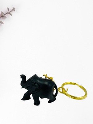 ANAWARIYAS Ebony Wood Upper Trunk Elephant Keychain 3 Key Chain