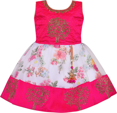 Wishkaro Baby Girls Midi/Knee Length Party Dress(White, Sleeveless)