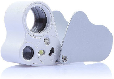 uptodatetools 30X 60X Dual Lens LED Illuminated Jewelry Magnifier, Pocket Microscope Magnifying Jewelers Eye Loupe Glasses 30X 60X Magnifier(White)
