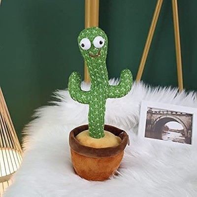 SNM97 Funny Dancing Cactus Baby Talking Toy, Wriggle Musical Singing Cactus Plush Toy(Green)