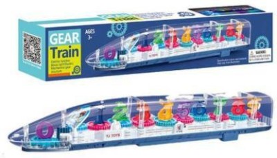 TrueBucks Transparent Gear Train toy With Music 3D Lights And Sound, Bump N go Action, Musical Electric Train Toy For Kids, Concept Gear Train Plastic (Multi-Color) (Multicolor)(Multicolor)