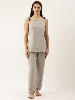 Banno's Swagger Women Solid Grey Top & Pyjama Set