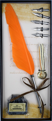Levin Quill In Duck Dip Feather Pen Set Calligraphy Pen Set Writing k Dip Pen with 5PCs Nib, Orange Calligraphy(Ink Color - Black)