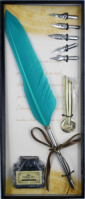 Levin Quill In Duck Dip Feather Pen Set Calligraphy Pen Set Writing k Dip Pen with 5PCs Nib, Sky Blue Calligraphy(Ink Color - Black)