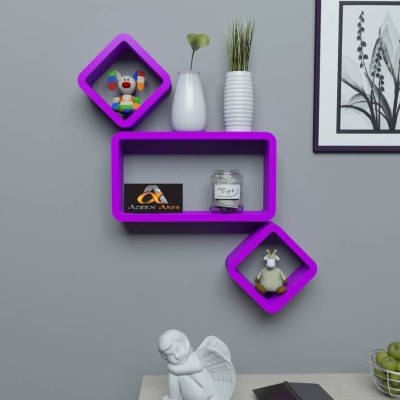 OnlineCraft ch575 wooden wall shelf 3 ka set ( purple) Wooden Wall Shelf(Number of Shelves - 3, Purple)