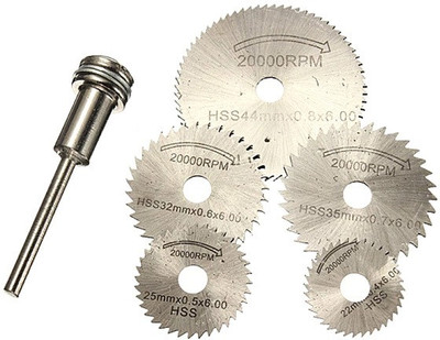 uptodateprouducts 6pcs/set Mini HSS Circular Saw Blades Rotary Tool For Dremel Metal Cutter Hand Tool Set Cutting Diamond Discs Mandrel Rotary Bit Set(6 Bits)